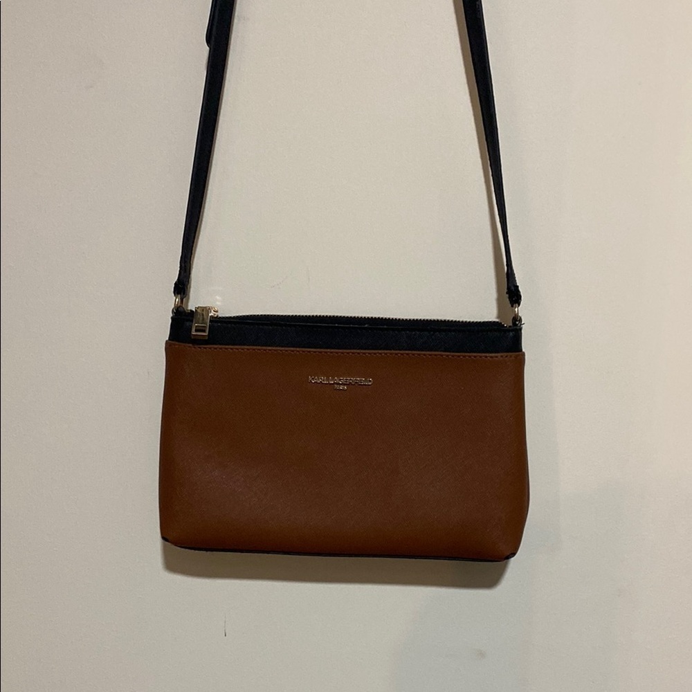 Karl Lagerfeld Brown and Black Crossbody Bag